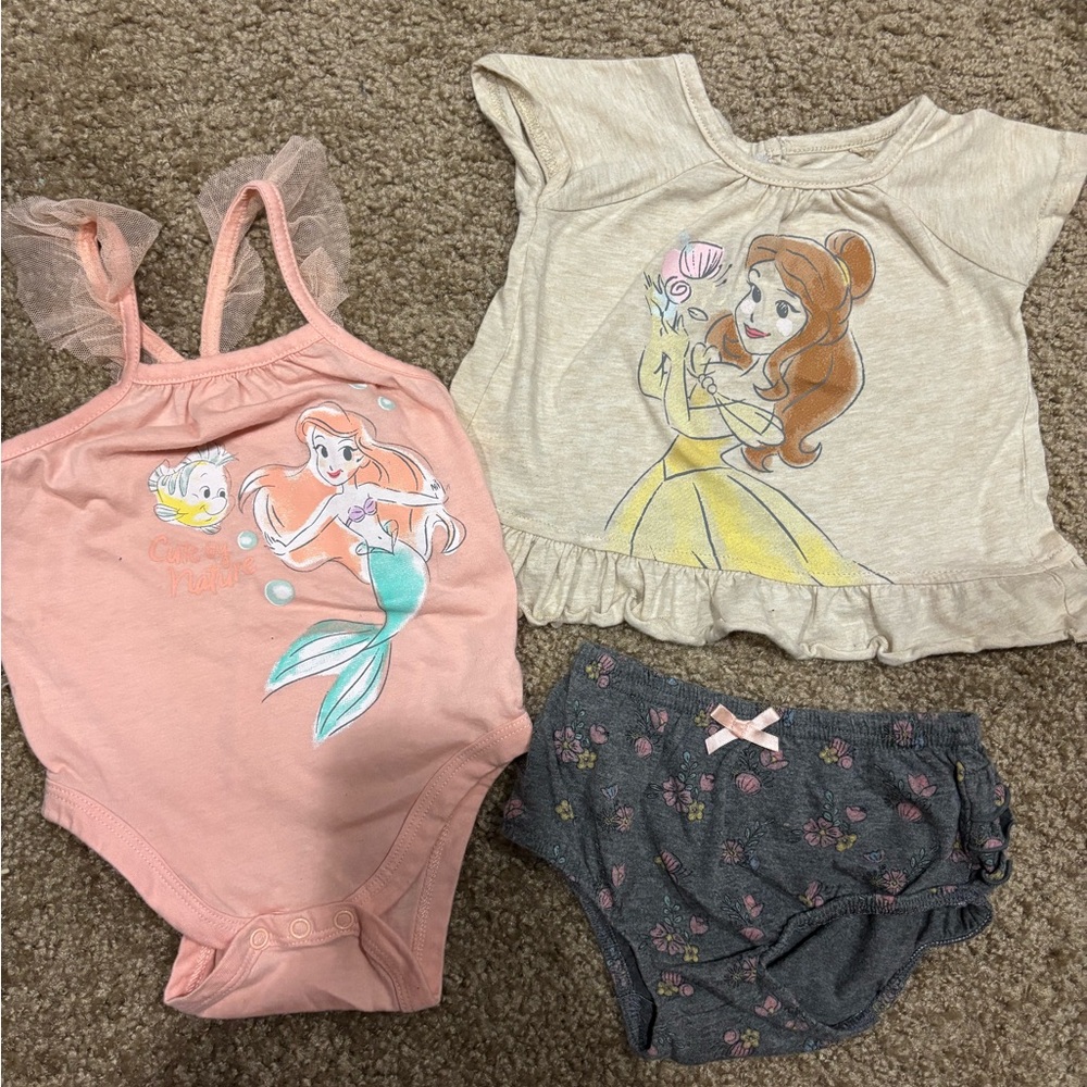 Disney Baby Cream and Gray Outfit